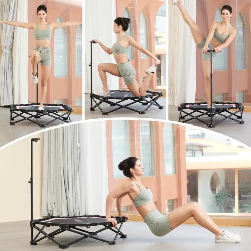 HXD-ERGO Foldable Mini Trampoline, 42'' Rebounder Trampoline with Adjustable Foam Handle, Fitness Trampoline for Indoor, Outdoor, Home Gym,Max Load 460lbs
