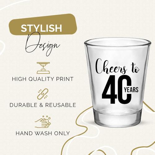 Cheers To 40 years Shot Glasses 12 PCS – 40th Birthday Shot Glasses 1.75oz, 40th Birthday Decorations For Men and Party Favors