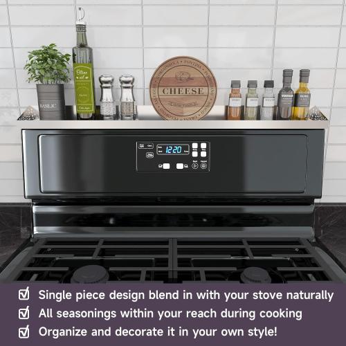 STUTOV 30 Magnetic Stove Top Shelf – Stainless Steel Spice Rack and Seasoning Organizer – Kitchen Shelf for Back of Stove – Over Stove Rack and Storage Organizer