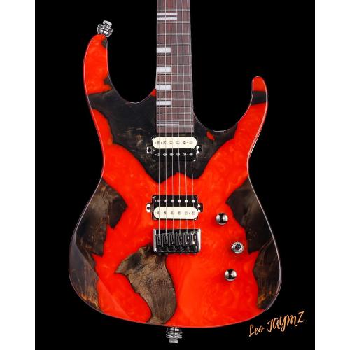 Leo Jaymz Electric Guitar Hurricane Deluxe Series, Mahogany Body, Roasted Maple Neck, Rosewood Fretboard, Locking Tuners, Rounded Frets, Case(Red Deluxe)