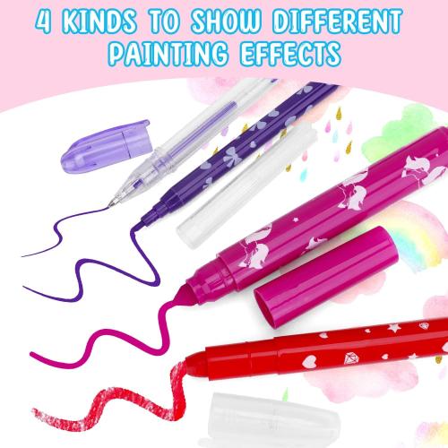 AJLICHIBAN FUN 49 Pcs Fruit Scented Washable Markers Sets with Unicorn Pencil Case, Kids Unicorn Art Supplies & Crafts, Art Coloring Painting Kits, Christmas Unicorn Presents for 4-12 Year Old Girls