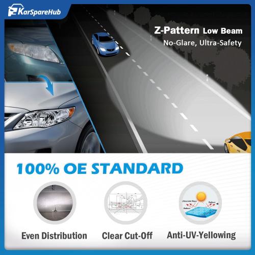 KarSpareHub Headlights Assembly for 2009-2010 Toyota Corolla Halogen Headlamp Replacement Chrome Housing Amber Reflector Passenger and Driver Side