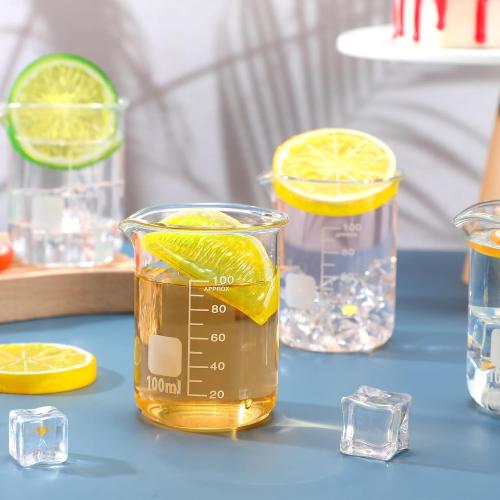 Tanlade 20 Pcs Glass Beaker, Heavy Duty Lab Beaker with Printed, High Borosilicate Class Measuring Cup Bulk Graduation for Laboratories Classrooms or Home (100ml)