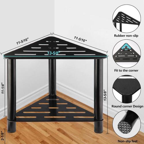 IBosins Shower Stool for Shaving Legs Corner Shower Stool for Inside Shower Small Bench Bath Seat Shower Accesories with Storage Shelf (Black Metal)