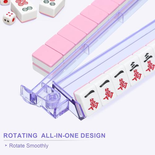 Mahjong Racks with Pushers 4PCS Set Majiang Tile Holder Acrylic Mahjong Racks Accessories and Gifts
