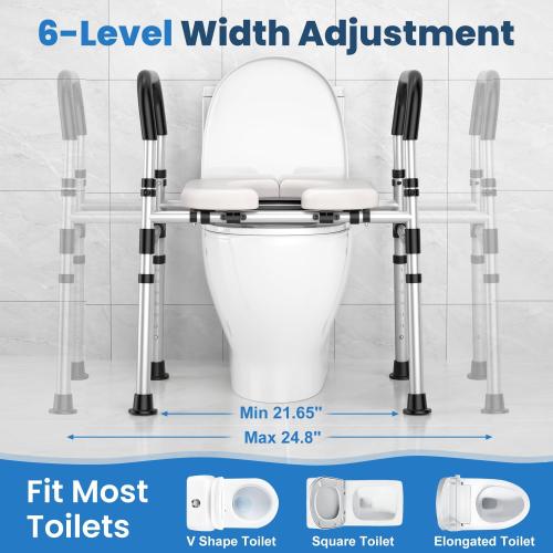 Toilet Seat Riser for Seniors, Raised Toilet Seat with Handles - FSA/HSA Eligible, Adjustable Height & Width, Supports 400 lbs - Universal Fit for Elderly, Handicap, Post-Surgery & Pregnancy