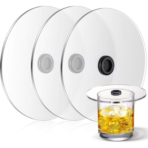 3 Pieces Smoking Gun Cup Covers Infuser Lids Cocktail Drinks Covers Smoking Gun Accessories for Wine Cups Goblet Glasses Tumblers Mugs Bowls Diameter Below 4. 7