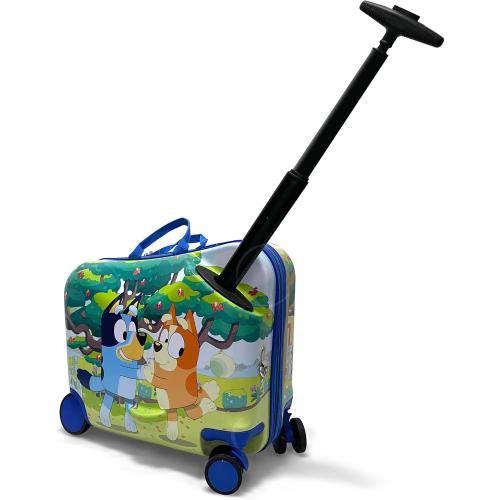 Fast Forward 18 Bluey Kids Ride On Luggage-HardShell Rolling Travel Suitcase-Lightweight Ride On Suitcase For Kids