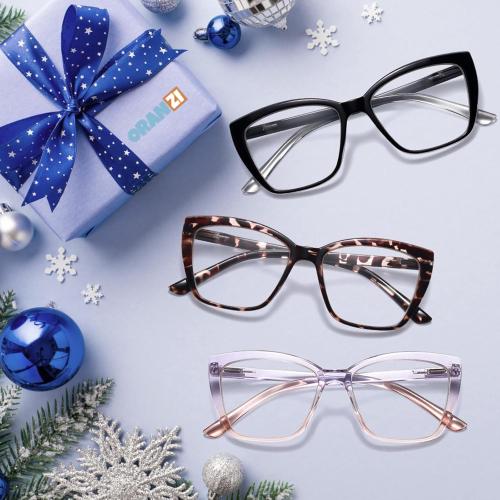 Reading Glasses for Women, 3 pack Fashion Oversized Blue Light Readers for Women, Spring Hinge Cat Eye Glasses Anti Eyestrain (A1 Black Tortoiseshell Purple, 2.75)