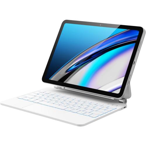 GreenLaw for iPad 11th(A16,2025)/10th(2022) Generation Case with Keyboard, Magic-Style Keyboard Stand, 7 Color Backlit, Stain-Resistant Surface, Multi-Touch Trackpad, White