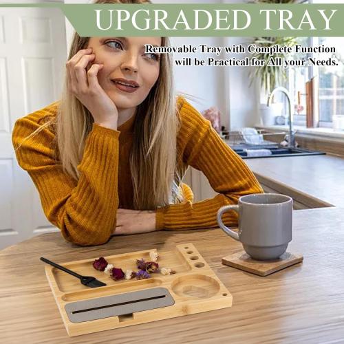 Thoughtful Gift Idea - Premium Bamboo Storage Box Set with Lock, Tray and All Accessories for Elegant Home Office Organization - Mortise and Tenon Joint Design (Bamboo)