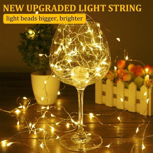 Timer Flashing Led String Fairy Light,2 Pack Mini Battery Powered Copper Wire Starry Lights,Battery Operated Christmas Lights for Bedroom,Parties,Wedding,Gift Decoration(5m/16ft Warm White)