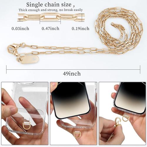 UKON Crossbody Phone Lanyard - Fashion Phone Strap with 2xTPU Tether Tab for Women - Palegold