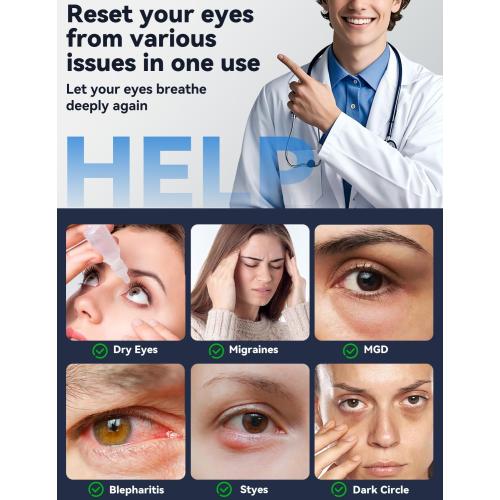 Heated Eye Mask - Microwave Hot/Warm Compress for Dry Eyes, Stye, Chalazion, Blepharitis & MGD Relief, Reusable Moist Heat Therapy Pad, Washable Cover, Ergonomic Fit, Adjustable Strap, Comfort Blue