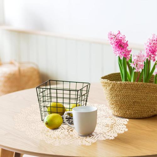 Dollies for Tables, 15.7 Inch Large Cotton Handmade Table Doilies Vintage Round Crochet Doilies Lace Placemats Knitted Tablecloth for Home Kitchen Dining Room Wedding Party Decoration (Beige)
