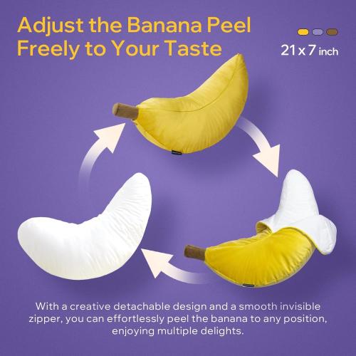 Phantoscope Fruit Shaped Pillows Series Banana Shaped Throw Pillow, Fun Home Decor of Fruit Themed Shaped Cushions, Fall Decorative Shaped Pillow for Couch Bed and Chair, Yellow, 21 x7 inches