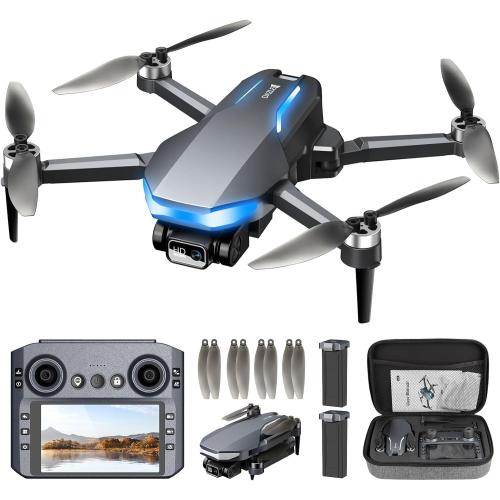 GPS Drone with 2K Camera for Adults, 5G FPV Foldable Drone with 4.5 Screen Controller, Brushless Motor, Tap Fly & Circle Fly, GPS Auto Return, Follow Me, Long Flight Time RC Quadcopter for Beginners
