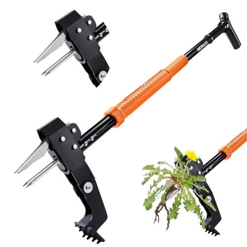 MORAIS Weed Puller Tool, Stand Up Weed Puller Heavy Duty Garden Tool with 4-Claw Steel Head, 39-46 Retractable Handle & Easy-Eject Mechanism, Easily Remove Weeds Without Bending, or Kneeling