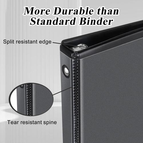 CIXILDTS 0.5-inch Round Ring Binder, Durable 1/2 3 Ring Binder Fit Letter Size Paper, Black, 24-Pack