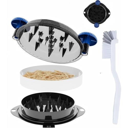 Chicken Shredder Tool Twist Pro - Large Meat Shredder for Chicken Breast, Pulled Pork, Beef with Upgraded Stainless Steel Spikes Wall Mounted Design BPA-Free Kitchen Essentials Gadgets (Blue/Black)