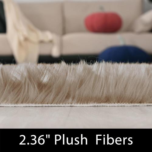 Latepis Fuzzy Circle Rugs for Living Room Beige Round Rug 10ft Washable Shag Rug Fluffy Boho Rug Faux Sheepskin Fur Rug for Bedroom Large Room Carpet Home Decor
