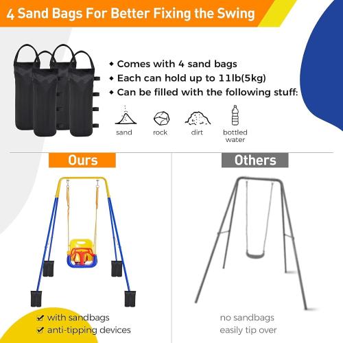 2 in 1 Swing Set for Toddler & Baby Jumper, Heavy Duty Kids Swing & Bouncer  Foldable Metal Stand for Indoor/Outdoor Play, Easy to Assemble and Store!   and Store
