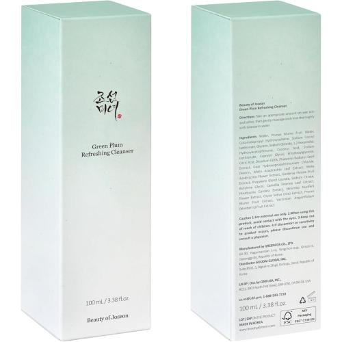 Beauty of Joseon Green Plum Refreshing Cleanser Gel Type Deep Pore Cleansing, Acne Face Wash, Blackhead Remover for All Skin Types, Korean Skincare 100ml, 3.38 fl.oz