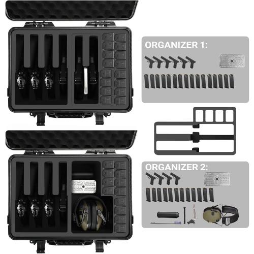 Gun Pistol Case for Multi Handguns - Holds Multiple Hand Guns Case & Magazines, Pre-cut Waterproof Carrying Hard Shell Pistol Case for Pistols, Storage Box for Beretta, Smith and Wesson, for Glock