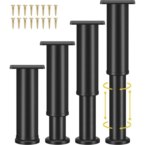 4 Pcs Adjustable Bed Support Legs for Bed Frame/Bed Center Slat, Metal Adjustable Furniture Legs 7.08-13 inch for Bed/Sofa/Cabinet/Couch/Dresser/Table, Thickened Heavy Bed Replacement Legs