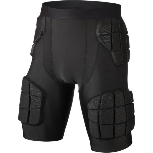 Surlim Football Girdle for Men, 5-Pad Compression Shorts with 12mm Padding | 12mm Sewn-In Pads, Stay-in-Place Fit, Breathable Compression Shorts for Football Practice & Game, Built-in Cup Pocket