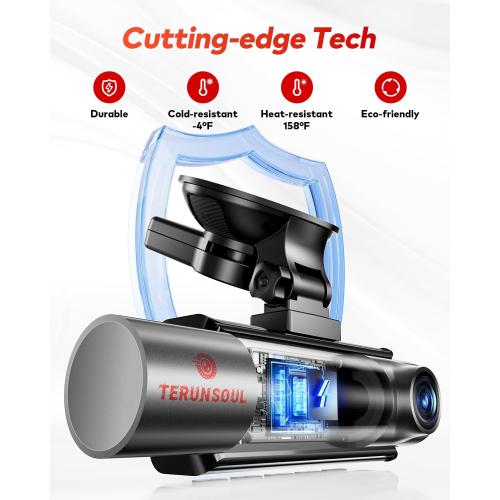 4K 4K 1080P Dash Cam Front and Rear with Cabin, Free 128GB Card Included, WiFi 6 - up to 20MB/s, IR Night Vision, Built-in GPS, G-Sensor, 170°Wide Angle, 24H Parking Mode, Support 512GB Max