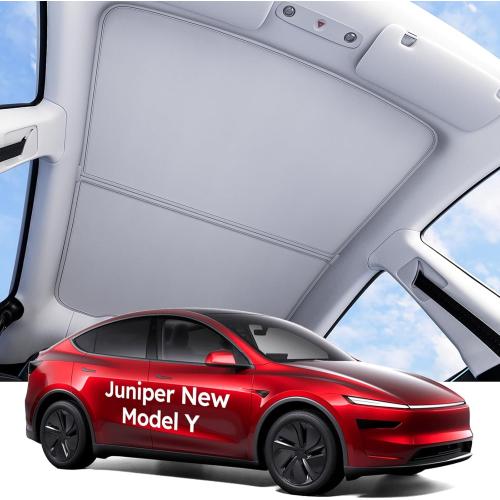 Wigoo 2025 Tesla New Model Y Juniper Accessories Sunshade Roof [Never Sag, Nano Ice-Crystal Coatings] 3-Gen Heat Insulation Glass Roof Sun Shade, Accessories for Tesla Juniper Model Y, Interior Gray