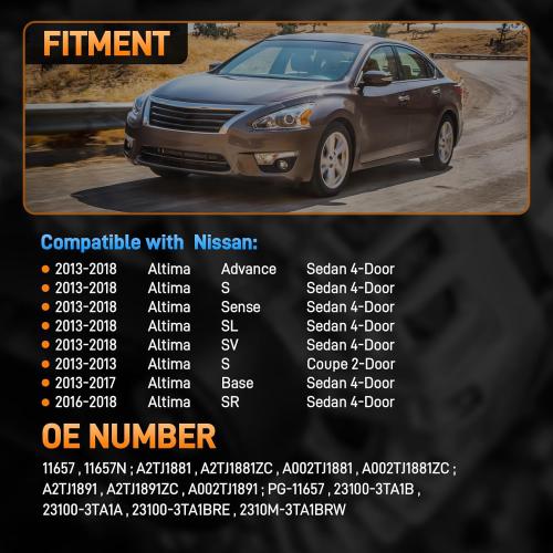 PG-11657 Alternator Compatible with Nissan Altima Advance Sense SL SV SR 2.5L 2013-2018 110A 12V Replace# 23100-3TA1B, 23100-3TA1A, 11657N