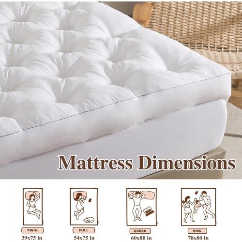 WhatsBedding 5 Inch Memory Foam Mattress Topper (Queen, 60x80),Deep Pocket | 2000GSM Fluffy Shredded Memory Foam Filled, Extra Soft Pillow Top for Back Pain Relief, Thick & Supportive Bed Topper