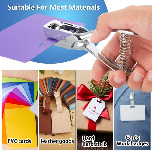 IMLIKE Badge Hole Punch for ID Cards:All Metal Handheld Slot Hole Punch,No Burrs,One Slot Badge Hole Puncher for ID Card,Badge PVC and Blinds Hole, 15mm x 3mm Hole