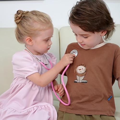 Phobby Kids Stethoscope Toy, 2 Pack Real Working Stethoscope Toy for Toddler 3 4 5, Doctor Play Set for Role Play, Medical Pretend Playset for Boys Girls Birthday Gift (Blue and Pink)