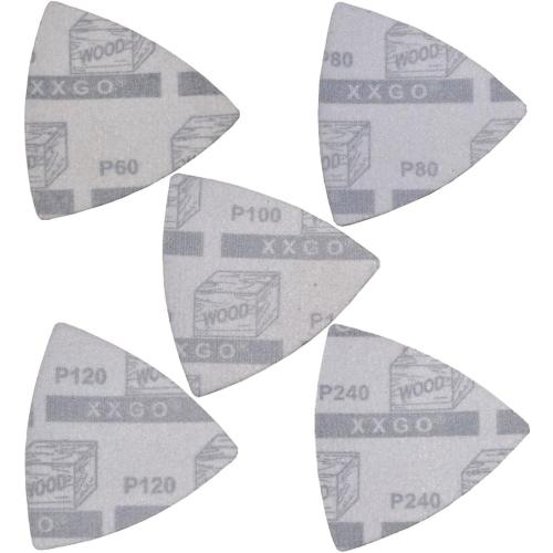 XXGO Oscillating Multi Tool Sanding Kit - 105 Pcs Including Triangle & Finger Sanding Pads, 100 Pcs Multi Tool Sandpaper for Wood