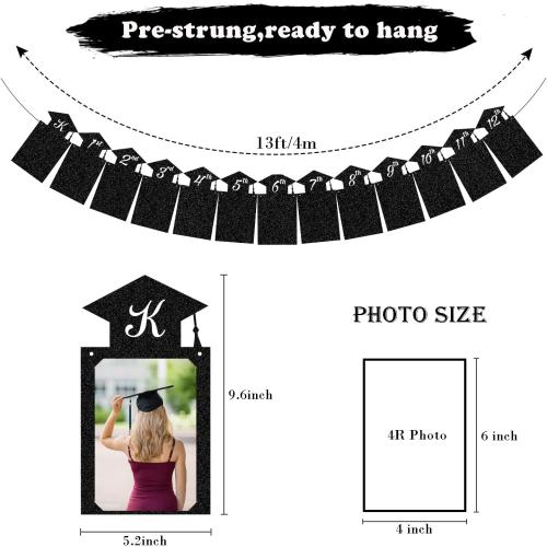 Graduation Decorations Class of 2025 Party Supplies - Congrats Grad, We are So Proud of You Banner and K-12th Grade Graduation Photo Banner (Pre-Strung)