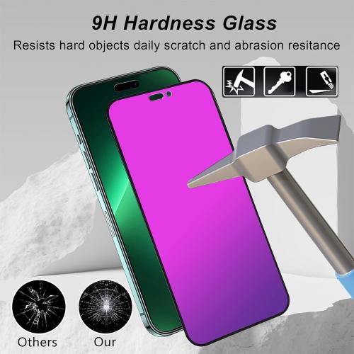 Compatible with iphone 15 Pro Max Privacy screen protector 2 Pack Gradient Colorful 28° Anti-Spy Full Coverage Tempered Glass with Installation Alignment Frame anti Blue light eye protection