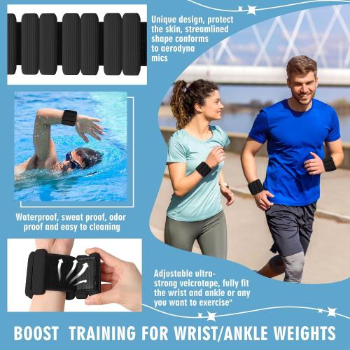 Wrist Weights Set of 2(1Lbs Each), Wearable Wrist Ankle Weights for Women & Men, Adjustable Arm & Leg Weights for Walking, Yoga, Swimming, Gym