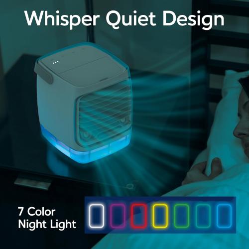 Ontel Arctic Air Turbo Chill Evaporative Cooler with HydroChill Technology, 4-Speed Portable Air Cooler Fan, Up To 8 Hr Per Fill, 7-Color LED, Simple & Whisper Quiet Operation, for Home or Office Use
