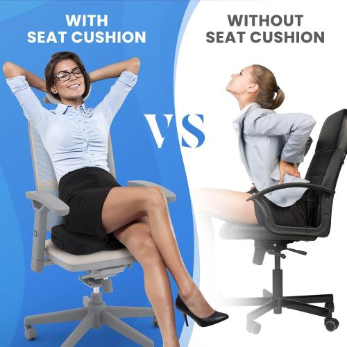 Memory Foam Seat Cushion, , Black, Non-Slip Bottom, for Office Chair, Car Seat, Wheelchair