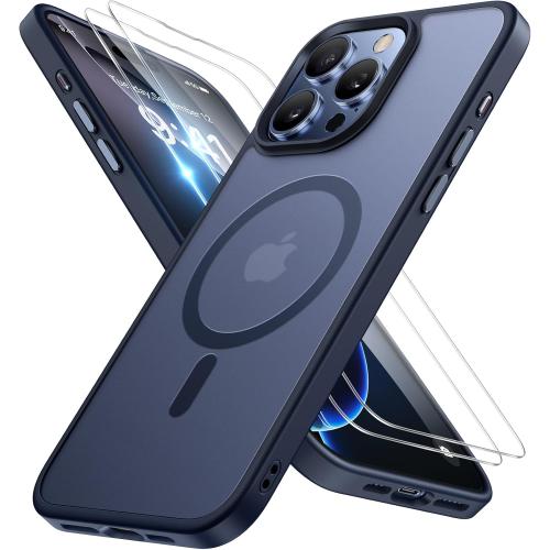Size iPhone 16 Pro Max Color Blue Miracase Magnetic Series for iPhone 16 Pro Max Case [Compatible with MagSafe] [with Screen Protector] Military-Grade Protection, Anti-Fingerprint, Slim Phone Case for 16 Pro Max 6.9 inch- Dark Blue