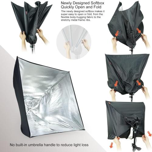 LINCO Lincostore Photo Video Studio Light Kit AM169 - Including 3 Color Backdrops (Black/White/Green) Background Screen