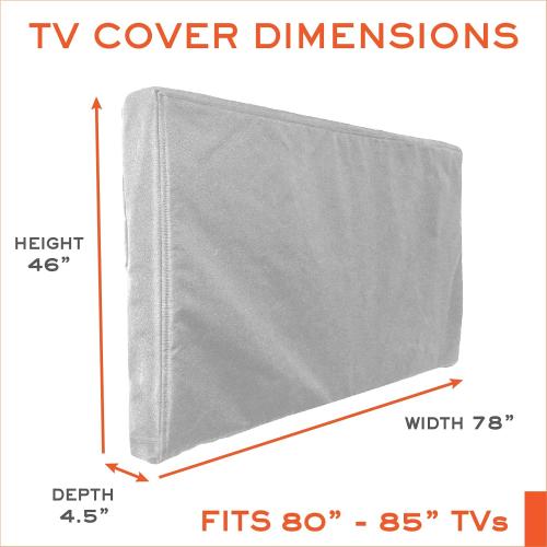 Outdoor TV Cover 80-85 inch - with Zipper, Weatherproof, Waterproof 360 Degrees Protection, Soft Non Scratch Interior - Gray