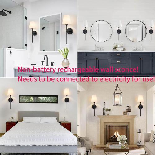 Wall Sconces Sets of 2, Retro Industrial Wall Lamps, Bathroom Vanity Sconces Wall Lighting with White Fabric Shade, Suitable for Bedroom Living Room Corridor Kitchen