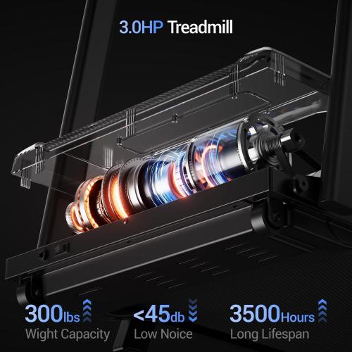 Black 3-in-1 Treadmill with 14% Incline, Portable Treadmills for Home with Handle, Foldable Treadmills with 300 Lbs Weight Capacity, 3.0HP Quiet Walking Pad Treadmill, Three Touch Screen