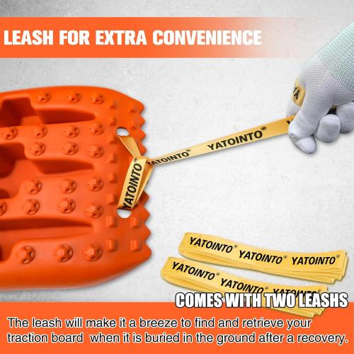 YATOINTO Off-Road Traction Boards, Recovery Boards for 4WD Mud,Sand,Snow,Rock Tracks.4X4 Pair Recovery Tracks Tire Traction Mats with 2 Straps&Storage Bag for RV Truck Jeep SUV,Orange