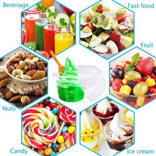 50 Pcs 8oz Clear Plastic Cup with Dome Hole Lids,Disposable Dessert Cups,Take away Food Containers Bowls for Ice Cream,Salad,Parfait,Fruit,Drink