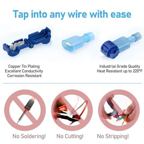 TICONN 240Pcs T Tap Wire Connectors, T Wire Quick Splice Connector, T Connectors for Wiring with Storage Case (240Pcs)